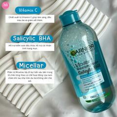 Nước Tẩy Trang Cho Da Dầu Và Mụn Garnier Micellar Cleansing Water For Oily & Acne-Prone Skin