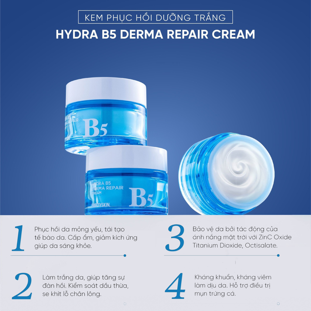 Kem Dưỡng Phục Hồi Trắng Da Pretty Skin Hydra B5 Derma Repair Cream 52ml