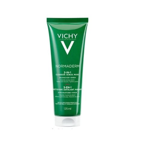 Sữa Rửa Mặt & Mặt Nạ Tẩy Tế Bào Chết Vichy Normaderm 3 in 1 Scrub + Cleanser + Mask 125ml