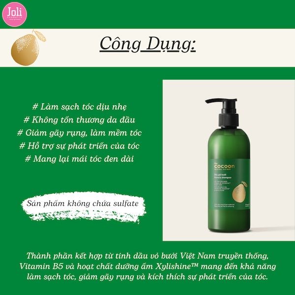 Dầu Gội Bưởi Giảm Gãy Rụng & Kích Thích Mọc Tóc Cocoon Pomelo Shampoo 500ml