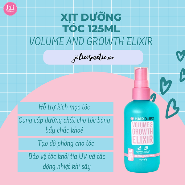 Xịt Dưỡng Kích Thích Mọc Tóc Hairburst Volume and Growth Elixir 125ml