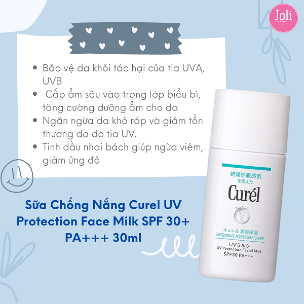 Sữa Chống Nắng Curel UV Protection Face Milk SPF 30+ PA+++ 30ml