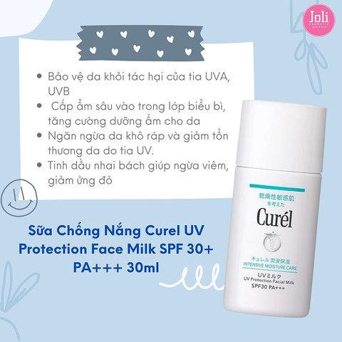 Sữa Chống Nắng Curel UV Protection Face Milk SPF 30+ PA+++ 30ml