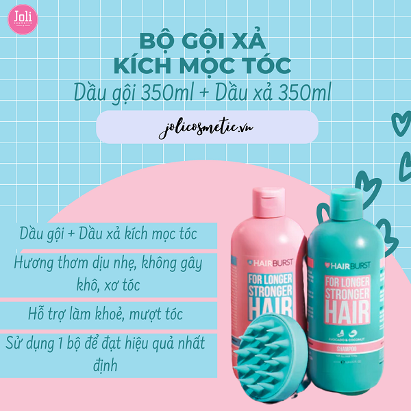 Bộ Dầu Gội Xả Kích Thích Tóc Mọc Dài & Khỏe Hairburst For Longer Stronger Hair 350ml