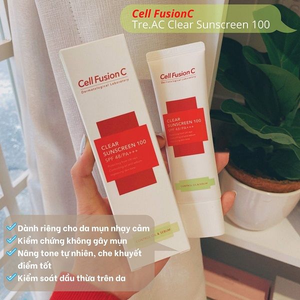 Kem Chống Nắng Cho Da Dầu Mụn Cell Fusion C Clear Sunscreen 100 SPF48 PA+++ 50ml