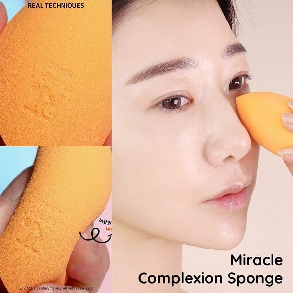 Set 2 Mút Trang Điểm Tán Nền + Dặm Phấn Phủ Real Techniques Miracle Complexion Sponge® + Miracle Powder Sponge™