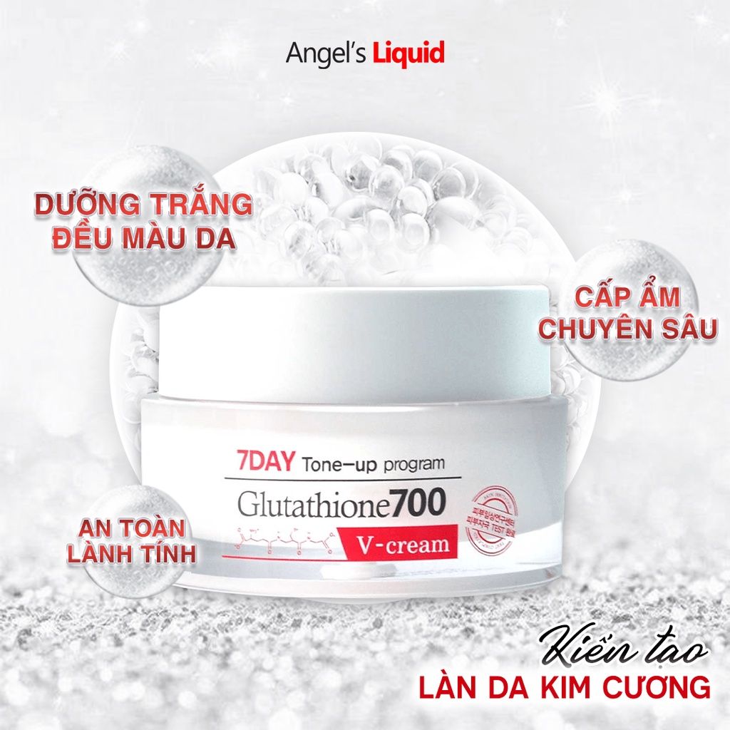 Kem Dưỡng Làm Sáng Da Mờ Thâm Angel's Liquid 7 Day Whitening Program Glutathione 700 V-Cream 50ml