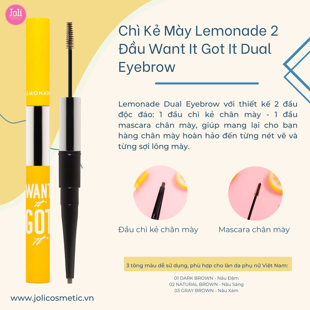 Chì Kẻ Mày Lemonade 2 Đầu Want It Got It Dual Eyebrow