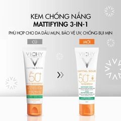 Kem Chống Nắng Kiềm Dầu Vichy SPF50+ Capital Soleil Mattifying 3in1 50ml