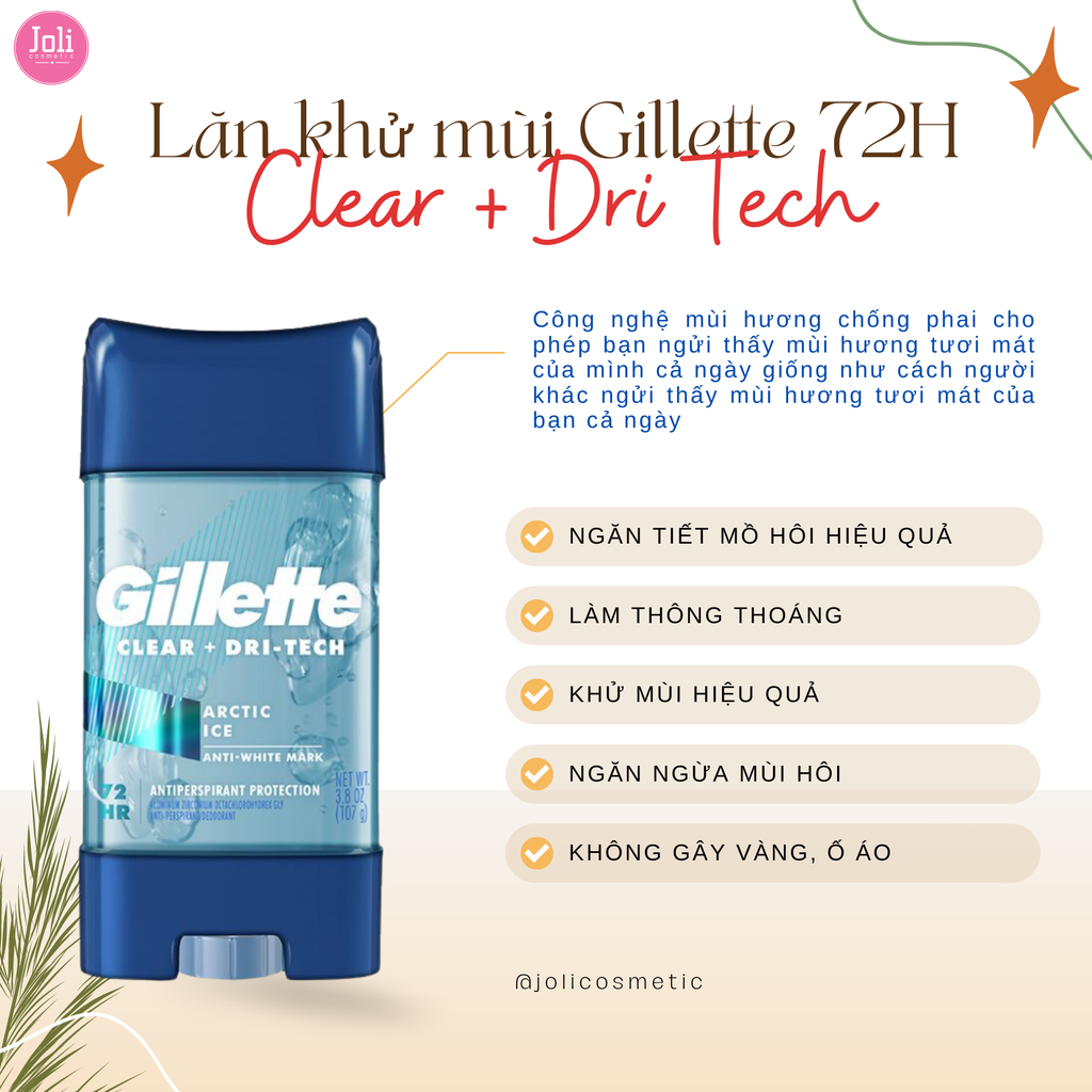 Gel Khử Mùi Giảm Tiết Mồ Hôi Gillette Clear Shield 72HR Sweat Protection 107g