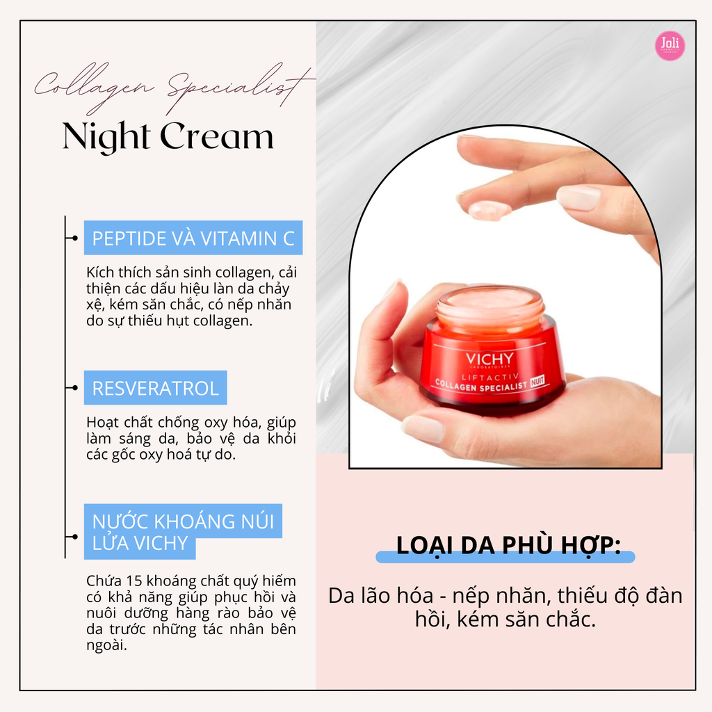 Kem Dưỡng Ngăn Lão Hóa ,Sáng Da, Mờ Thâm Nám Vichy Collagen Liftactiv Collagen Specialist 50ml