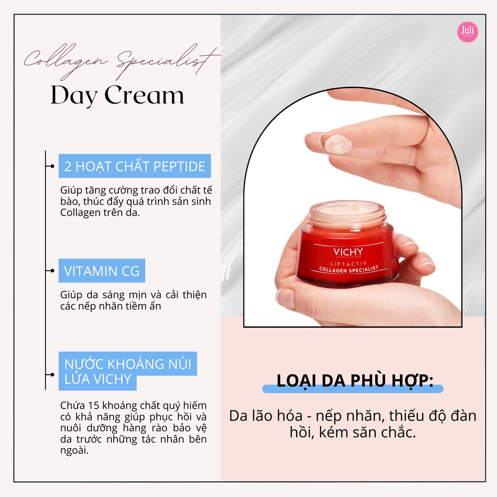 Kem Dưỡng Ngăn Lão Hóa ,Sáng Da, Mờ Thâm Nám Vichy Collagen Liftactiv Collagen Specialist 50ml