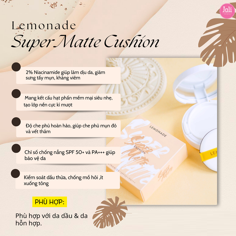 Phấn Nước Kiềm Dầu Lemonade Supermatte Cushion 15g