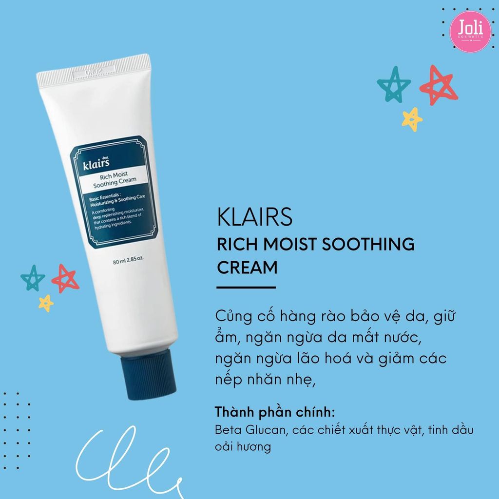 Kem Dưỡng Ẩm Dành Cho Da Khô Klairs Rich Moist Soothing Cream 80ml