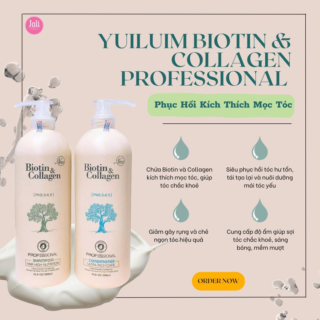 Dầu Gội & Xả Phục Hồi Kích Thích Mọc Tóc YuiluiM Biotin & Collagen Professional