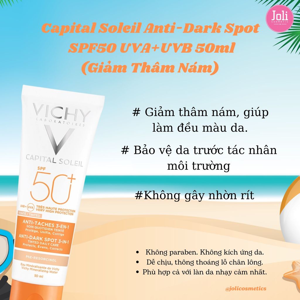 Kem Chống Nắng Giảm Thâm Nám Vichy Ideal Soleil Anti-Dark Spots SPF50 PA+++ 50ml