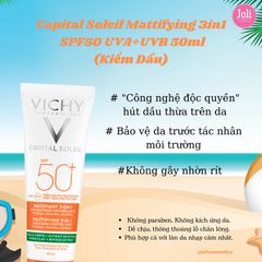 Kem Chống Nắng Kiềm Dầu Vichy SPF50+ Capital Soleil Mattifying 3in1 50ml