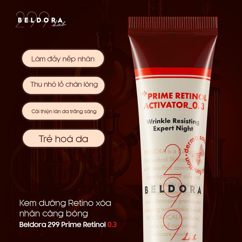 Kem Dưỡng Retinol Xóa Nếp Nhăn Căng Bóng Da Beldora 299 Prime Retinol Activator 0.3 35ml