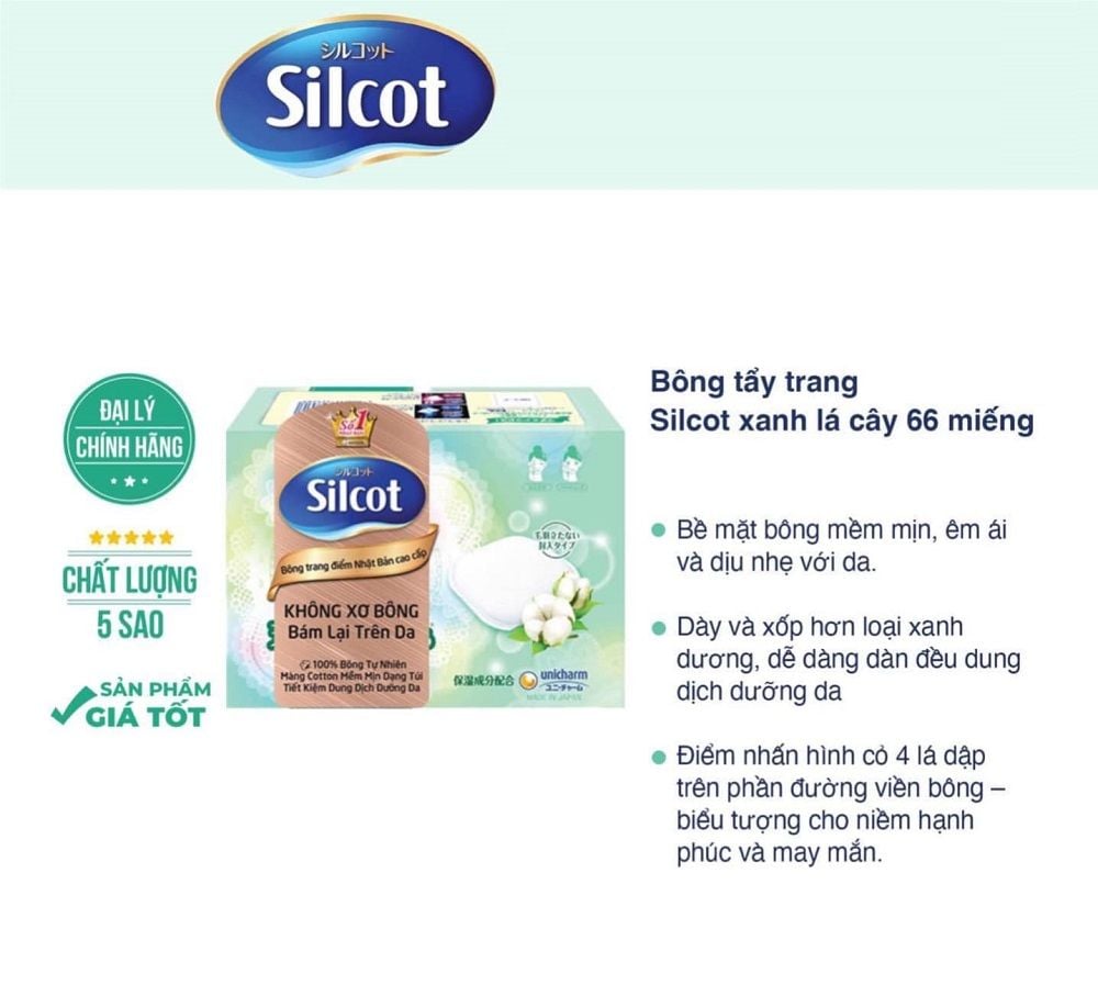 Bông Tẩy Trang Cao Cấp Silcot Premium 66 Miếng/Hộp Soft Touch Premium Cotton