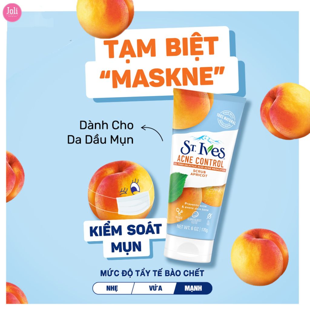 Sữa Rửa Mặt Tẩy Tế Bào Chết Trái Mơ Ngừa Mụn St.Ives Apricot Acne Control Scrub 170g
