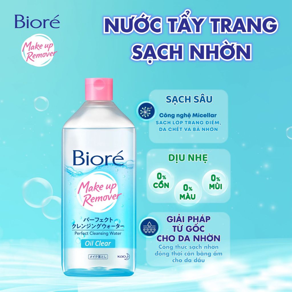 Nước Tẩy Trang Cho Da Dầu Biore Makeup Remover Perfect Cleansing Water Oil Clear 400ml