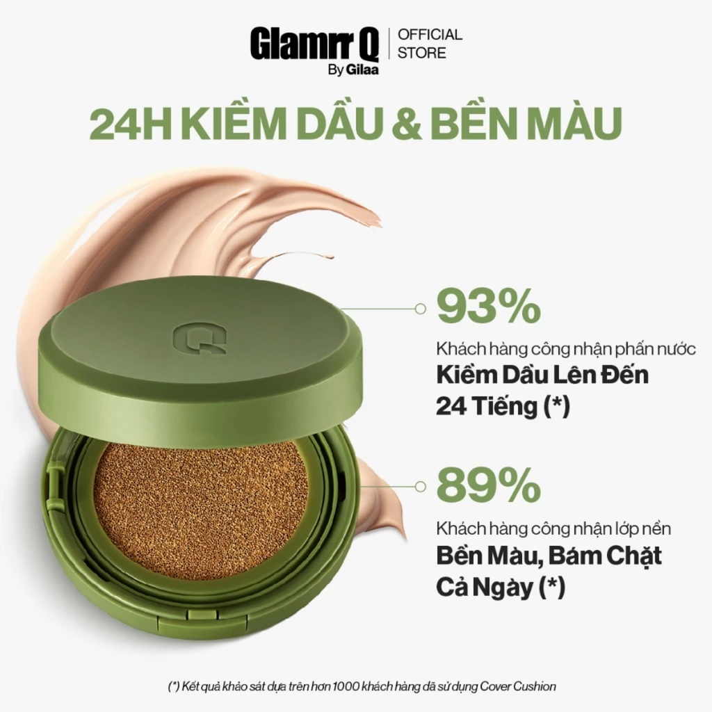 Phấn Nước Kiềm Dầu Glamrr Q Vegan Super Cover Cushion SPF50+/PA+++ 15g
