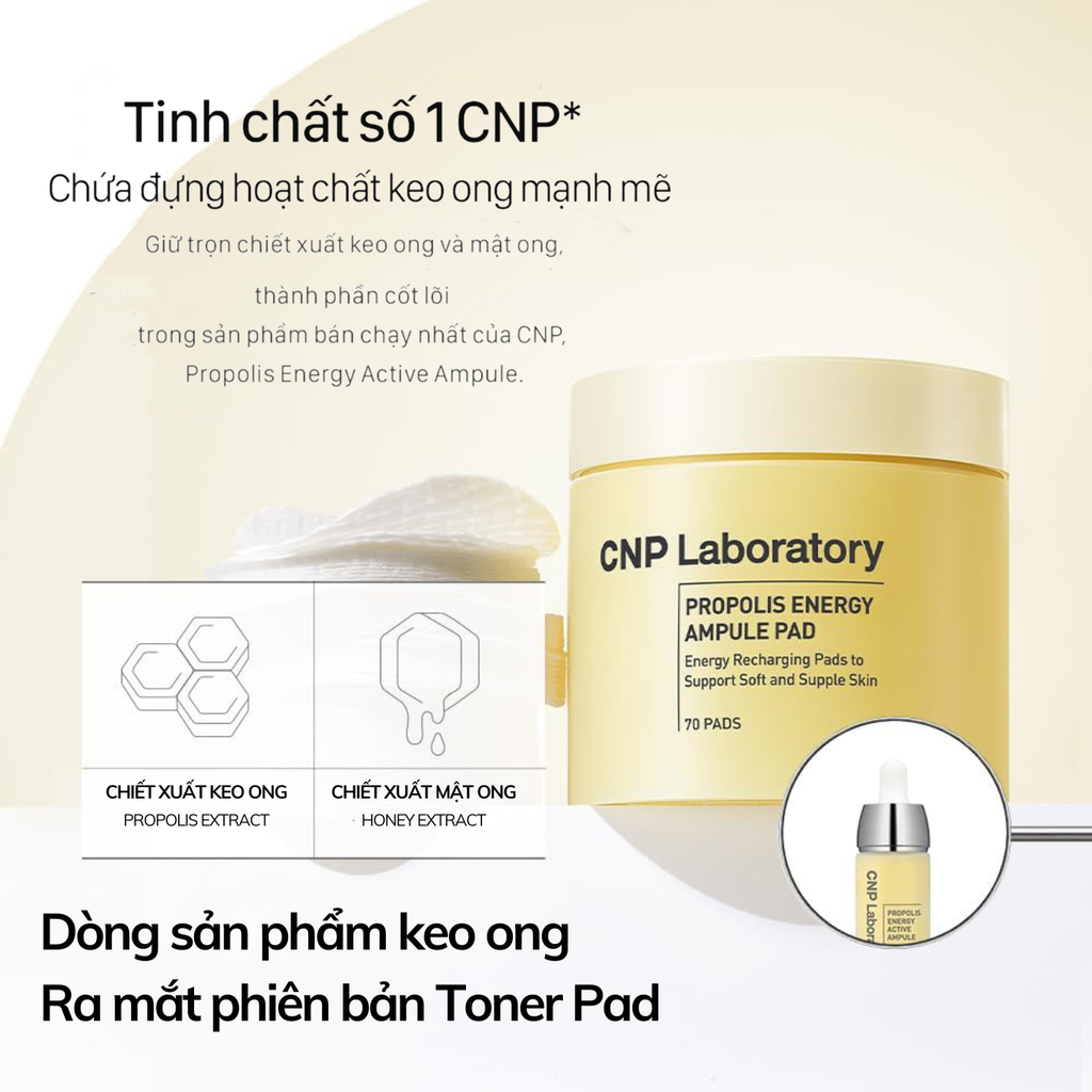 Miếng Bông Dưỡng Ẩm CNP Laboratory Propolis Energy Ampule Pad