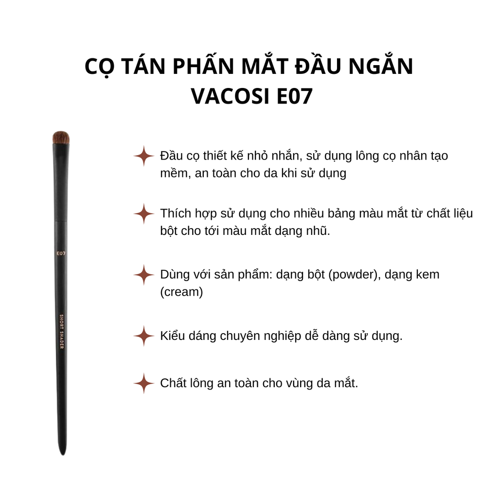 Cọ Tán Phấn Mắt Đầu Ngắn Vacosi E07