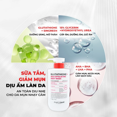 Sữa Tắm Giảm Mụn Mờ Thâm Angel's Liquid Glutathione BHA Exfoliating Body Wash 500g