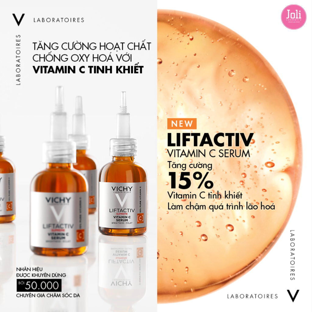 Tinh Chất Vitamin C 15% Dưỡng Sáng Da Giảm Nếp Nhăn Vichy Liftactiv Vitamin C Brightening Skin Corrector 20ml