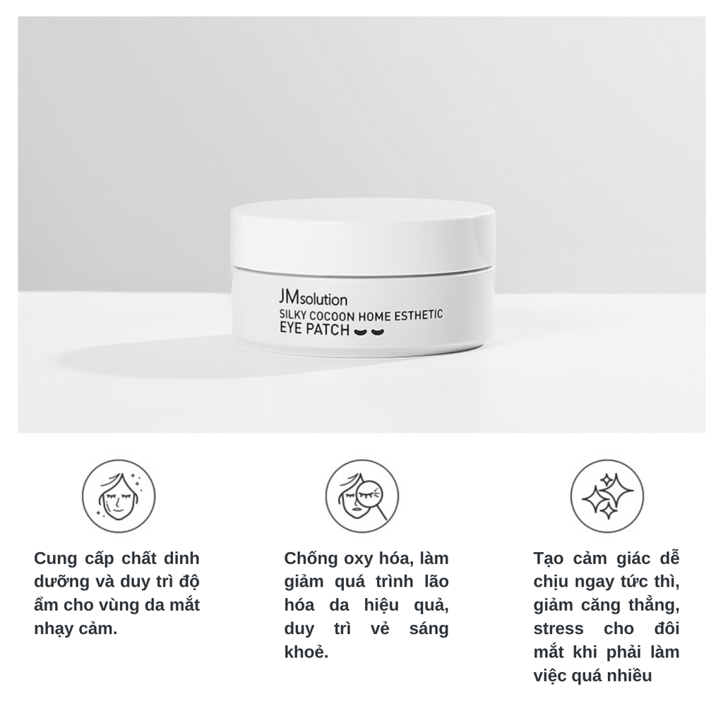Mặt Nạ Mắt Giảm Quầng Thâm Kén Tằm Lụa Jmsolution Silky Cocoon Home Esthetic Eye Patch 90g