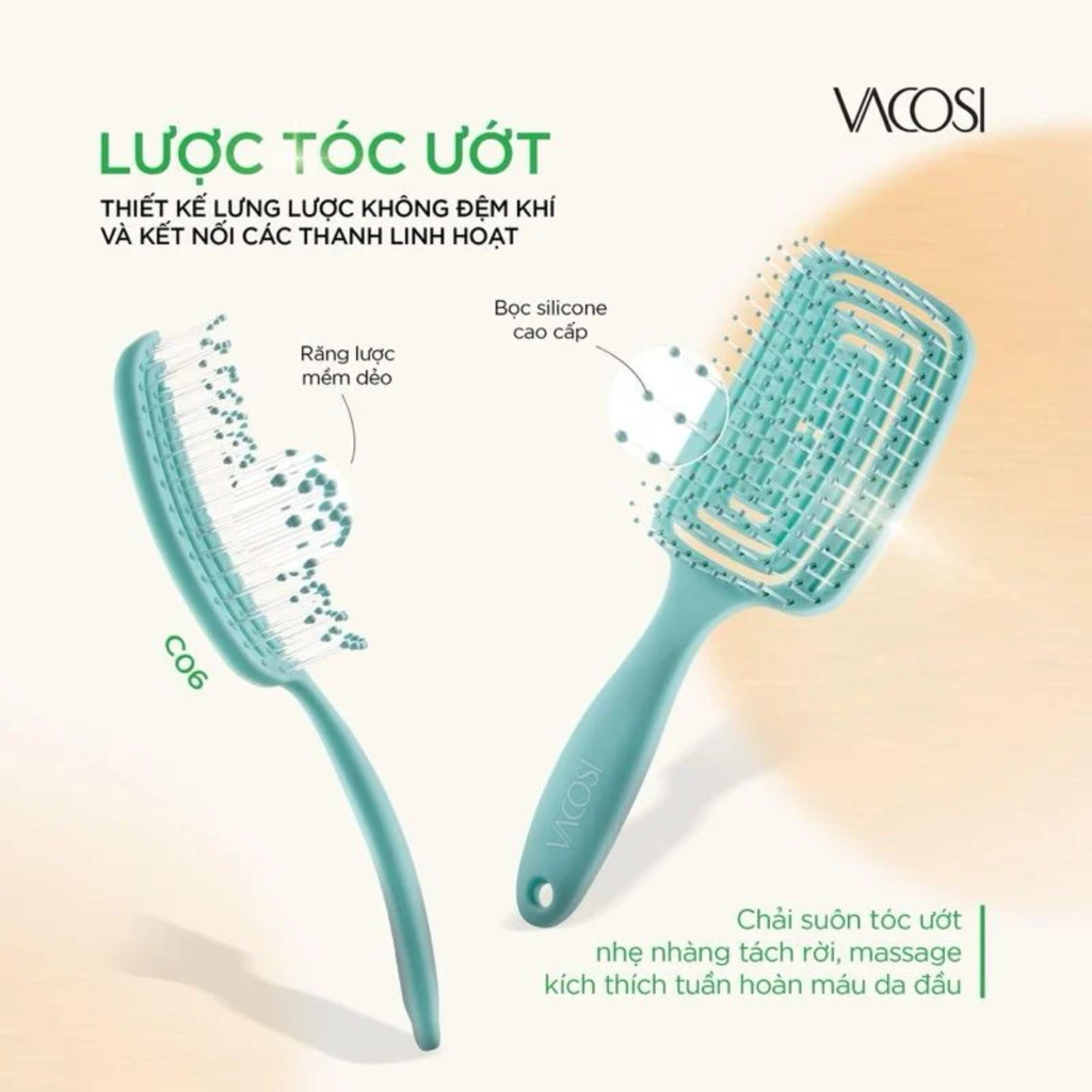 Lược Nhựa Gỡ Rối Cho Tóc Khô Tóc Yếu Vacosi C06 Detangling Brush