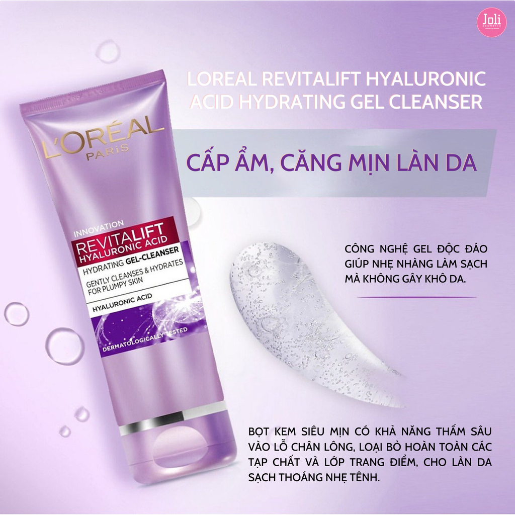 Sữa Rửa Mặt Cấp Ẩm Loreal Revitalift Hyaluronic Acid Hydrating Gel Cleanser 100ml