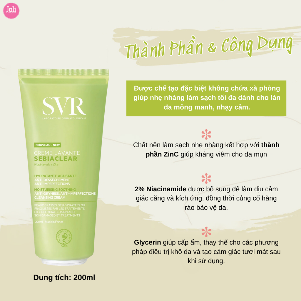 Sữa Rửa Mặt Dạng Sữa Cho Da Dầu SVR Sebiaclear Creme Lavante