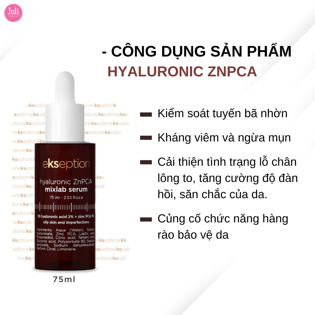 Tinh Chất Giảm Mụn Kiềm Dầu Ekseption Hyaluronic ZnPCA Mixlab Serum 75ml