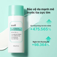 Kem Chống Nắng Nâng Tông Da Klairs All-day Airy Mineral Sunscreen SPF50+ PA++++ 60g