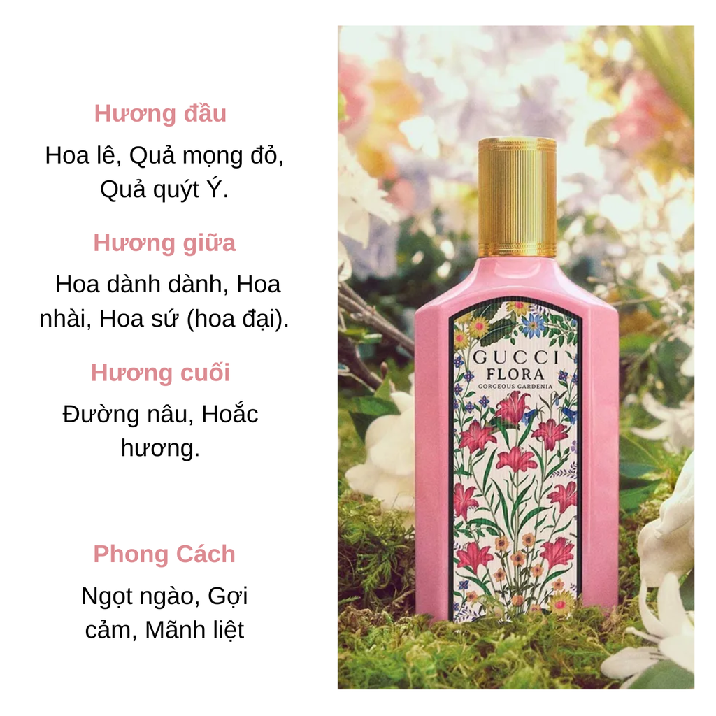 Set Nước Hoa Nữ Gucci Flora Gorgeous Gardenia EDP Gift 3 Món (100ml + 10ml + 5ml)