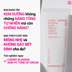 Kem Dưỡng Ẩm Nâng Tông Làm Sáng Chống Nắng Cho Da innisfree Cherry Blossom Glow Skin-Fit Tone-up Cream SPF50+