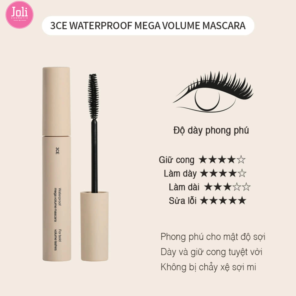 Chuốt Mi 3CE Waterproof Mega Volume Mascara