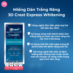 Miếng Dán Trắng Răng Crest 3D Whitestrips 1 Hour Express Levels 12 Whiter