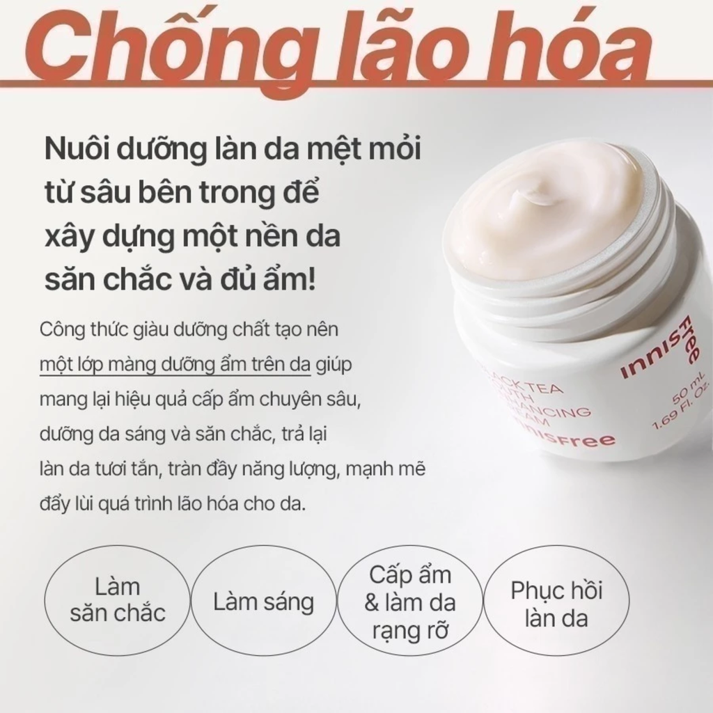Kem Dưỡng Ngăn Ngừa Lão Hóa innisfree Black Tea Youth Enhancing Cream 50ml