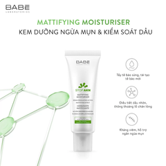 Kem Dưỡng Ẩm Kiềm Dầu Giảm Mụn Laboratorios Babe Stop AKN Mattifying Fluid 50ml