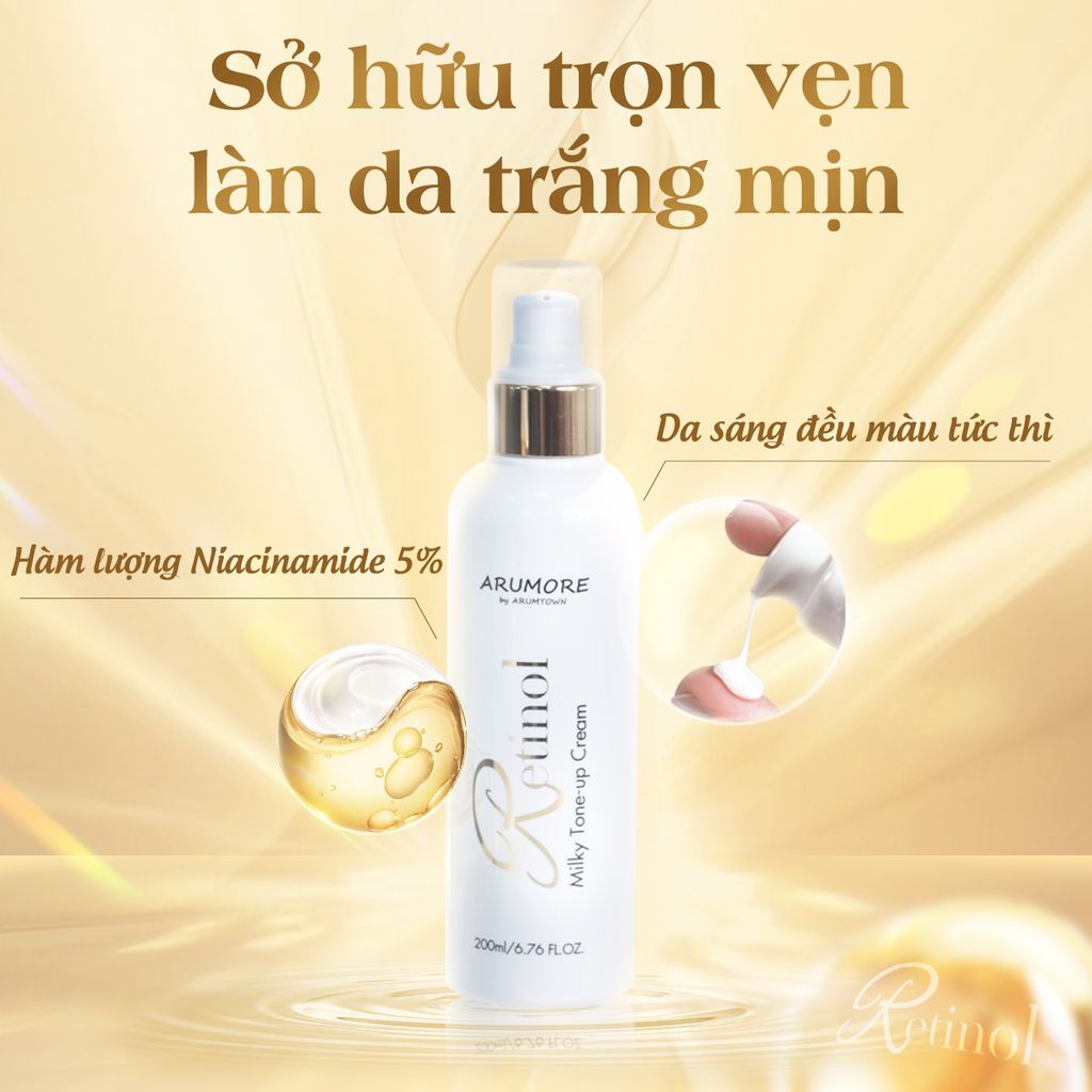 Kem Dưỡng Trắng Da Body Arumore Retinol Milky Tone-up Cream 200ml