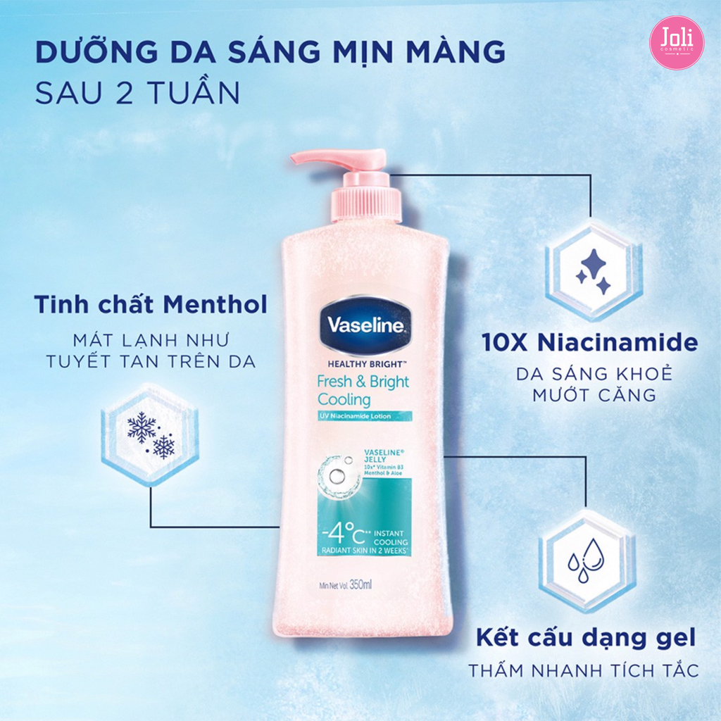 Sữa Dưỡng Thể Dịu Mát Sáng Da Vaseline Healthy Bright Fresh & Bright Cooling UV Niacinamide Lotion 350ml