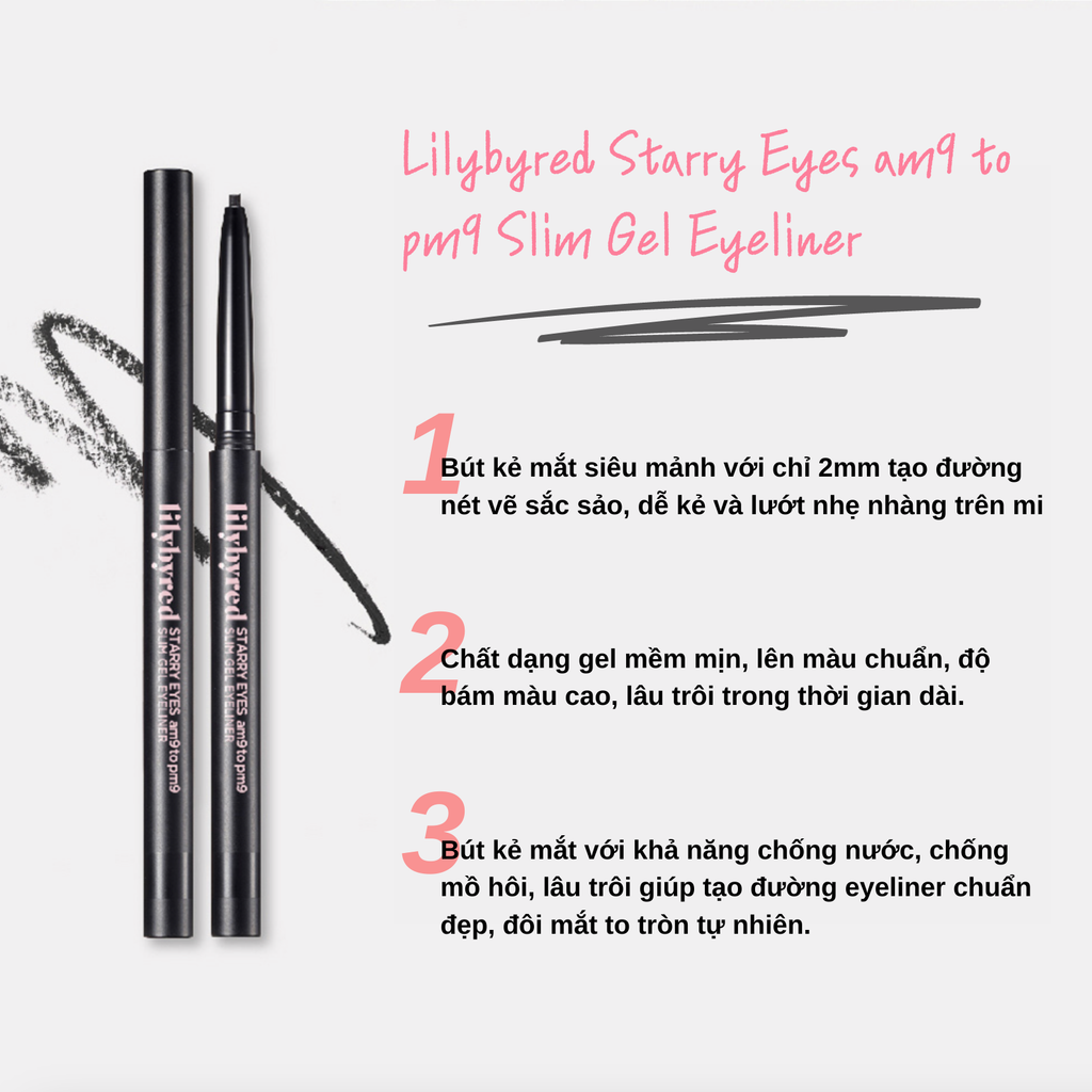 Chì Kẻ Mắt Lilybyred Starry Eyes am9 to pm9 Slim Gel Eyeliner