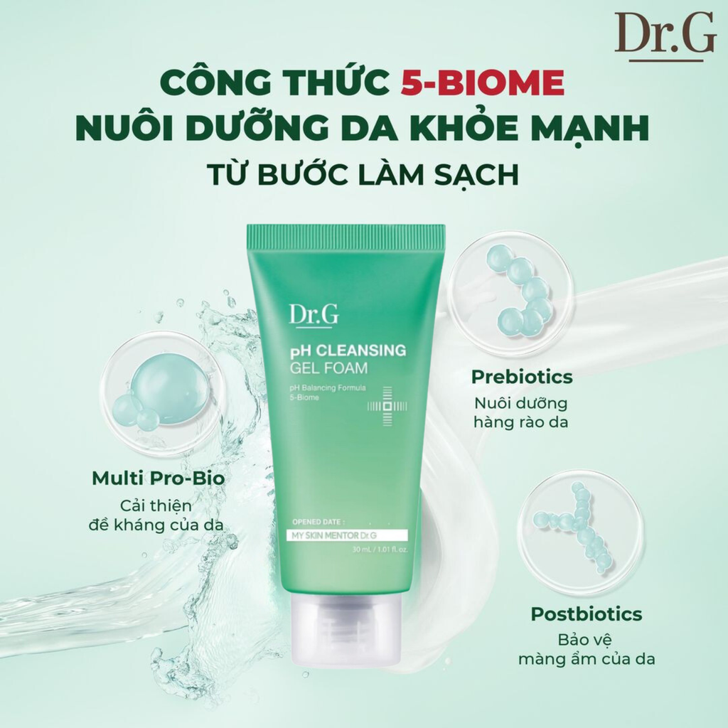 Sữa Rửa Mặt Cho Da Nhạy Cảm Dr.G pH Cleansing Gel Foam 30ml