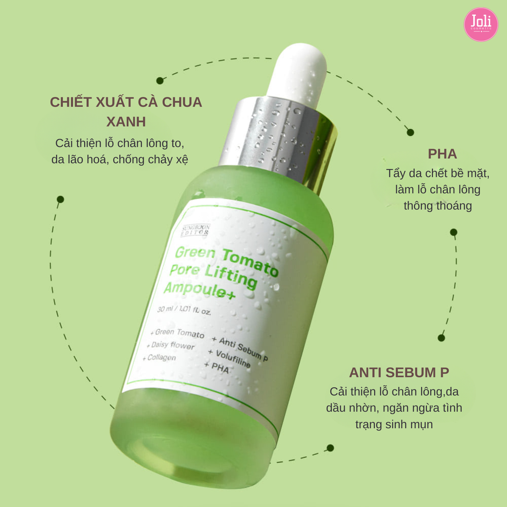 Tinh Chất Cà Chua Xanh  Sungboon Editor Green Tomato Pore Lifting Ampoule+ 30ml Hỗ Trợ Thu Nhỏ Lỗ Chân Lông