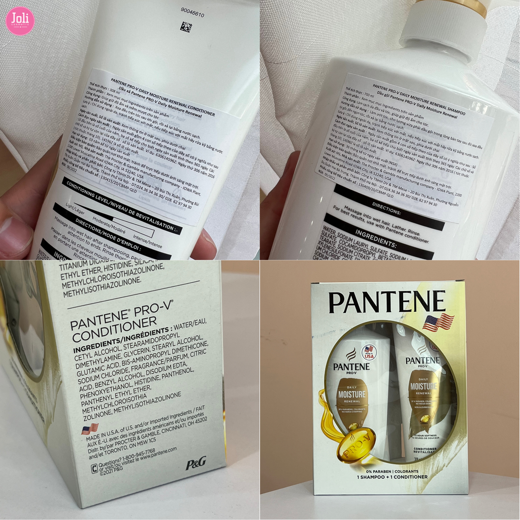 Bộ Dầu Gội & Dầu Xả Dưỡng Ẩm Phục Hồi Tóc Pantene Pro-V Daily Moisture Renewal Shampoo 700ml + Conditioner 308ml