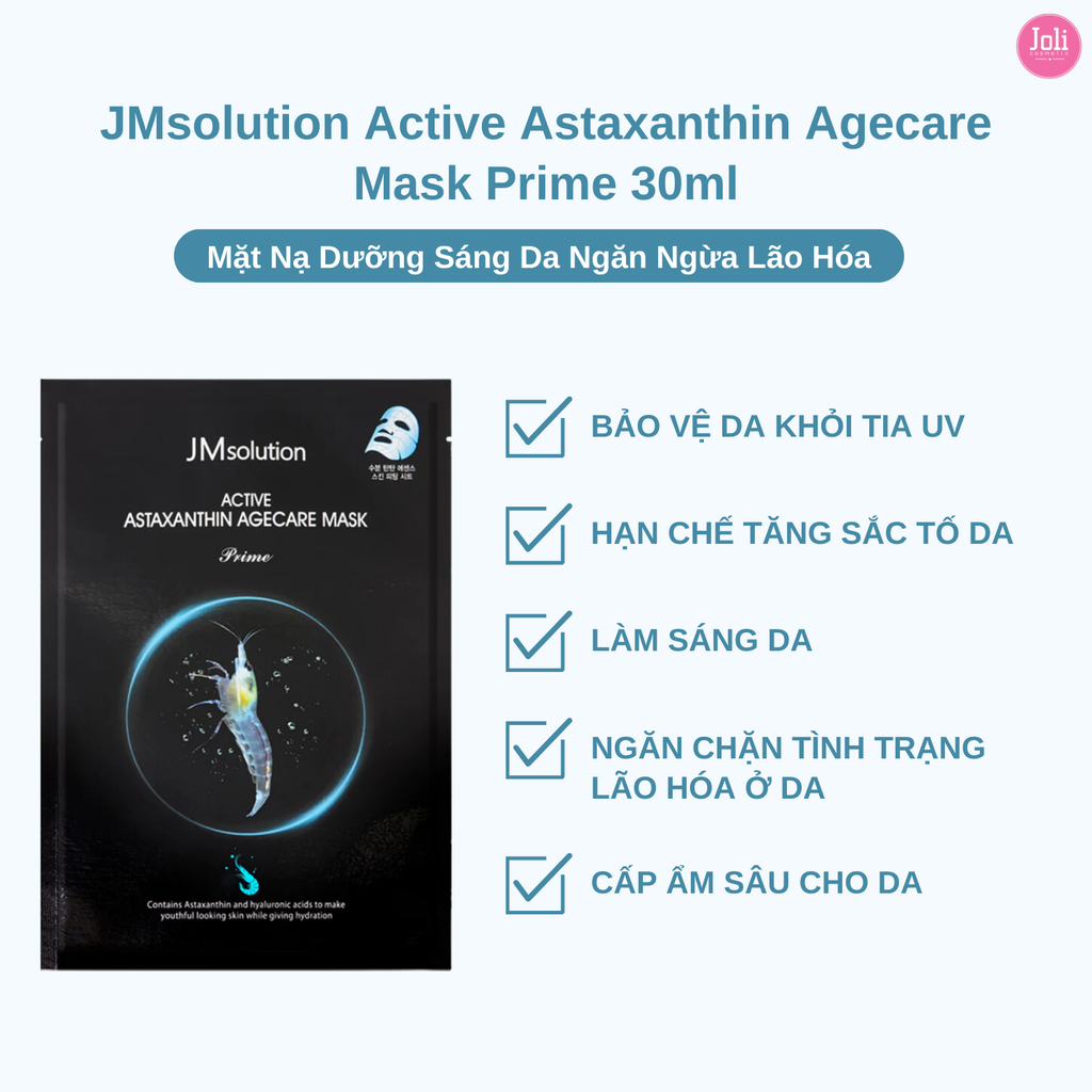 Mặt Nạ Dưỡng Sáng Da Ngăn Ngừa Lão Hóa JMsolution Active Astaxanthin Agecare Mask Prime 30ml