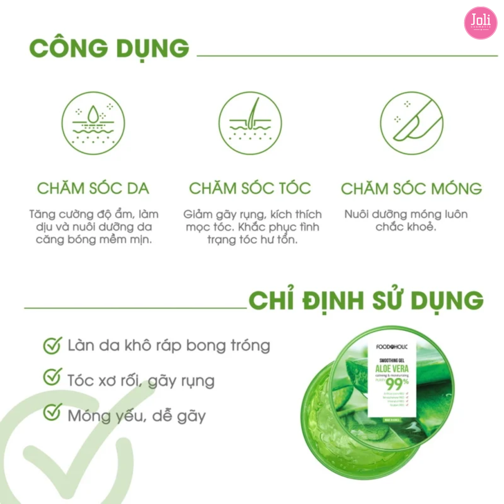 Gel Dưỡng Cấp Ẩm Làm Dịu Da Phục Hồi Tóc Foodaholic Soothing Gel 300ml